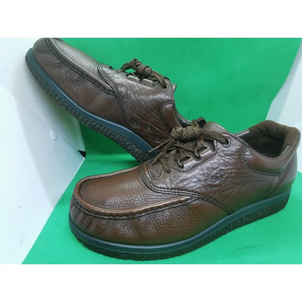 SAS PATHFINDER Handcrafted Brown Tumbled Leather Moc Toe Shoes Men's Size 11 N